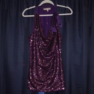 Droop neck sequin top